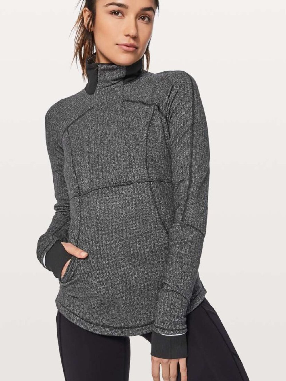 Lululemon | Heathered Herringbone Base Runner Half Zip | Size 12